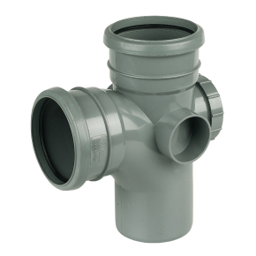 Floplast SP502 110mm Soil Pipe 92.5deg Access Branch Grey