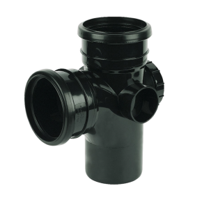 Floplast SP502 110mm Soil Pipe 92.5deg Access Branch Black