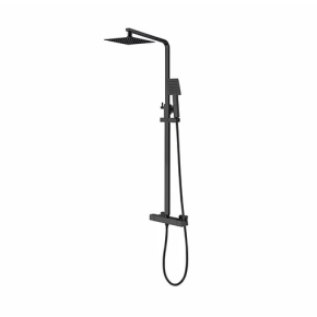 Inspira Note Matt Black Square Thermostatic Shower Set